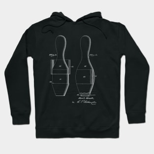 Bowling Pin Vintage Patent Drawing Hoodie